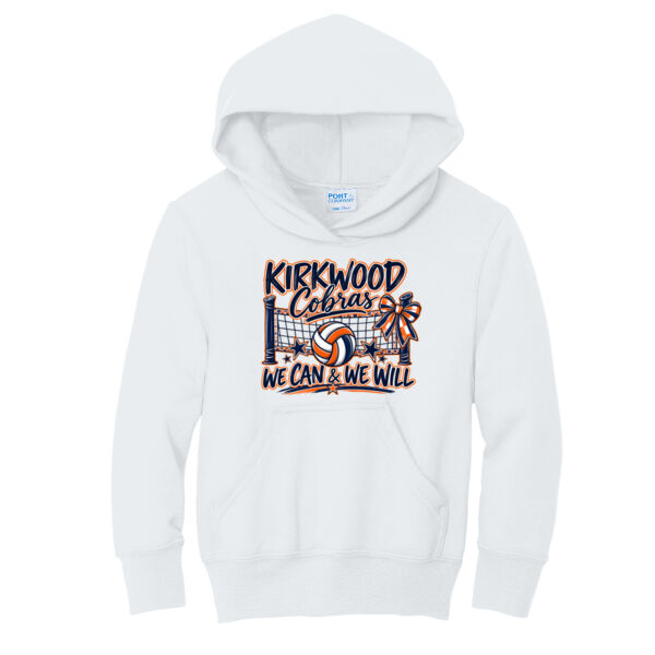 Kirkwood Volleyball Bow - Youth Core Fleece Pullover Hooded Sweatshirt Thumbnail