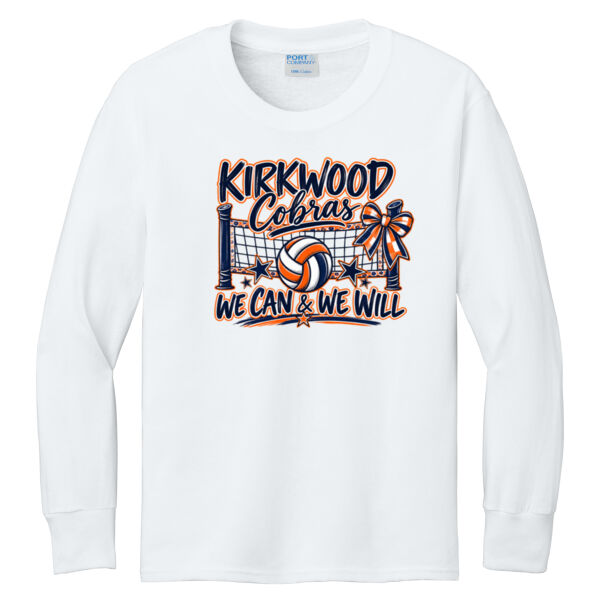 Kirkwood Volleyball Bow - Youth Long Sleeve Core Cotton Tee Thumbnail