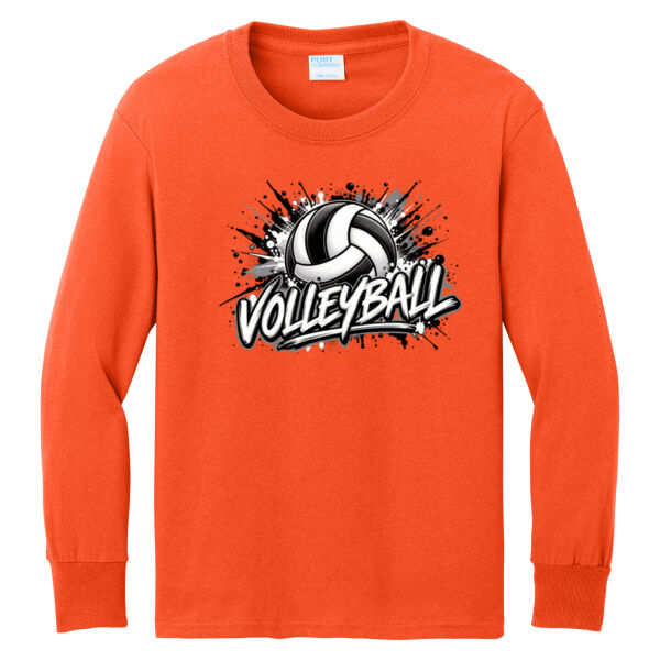 Kirkwood Volleyball Splatter  - Youth Long Sleeve Core Cotton Tee Thumbnail