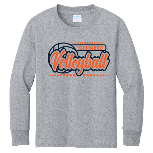 Kirkwood Volleyball Script  - Youth Long Sleeve Core Cotton Tee Thumbnail
