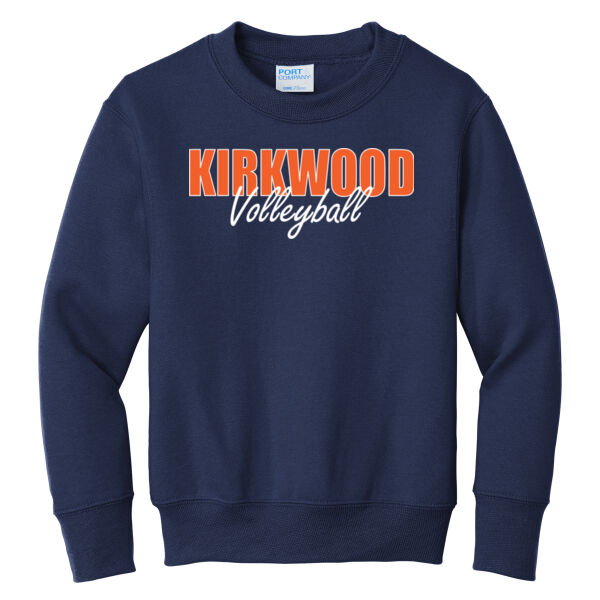 Kirkwood Volleyball Script  - Youth Core Fleece Crewneck Sweatshirt Thumbnail