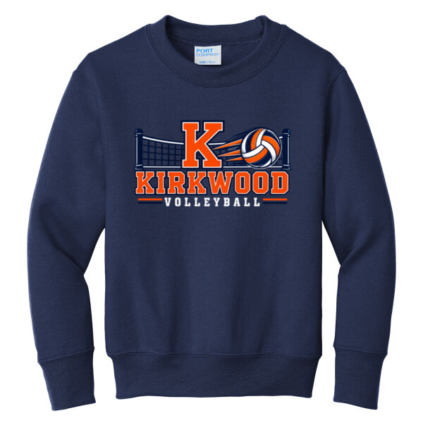 Kirkwood Volleyball Net  - Youth Core Fleece Crewneck Sweatshirt Thumbnail